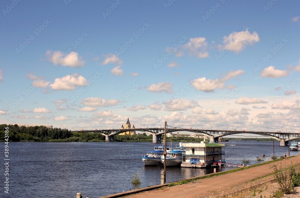 View of the Kanavinsky bridge and the Oka river in Nizhny Novgorod
