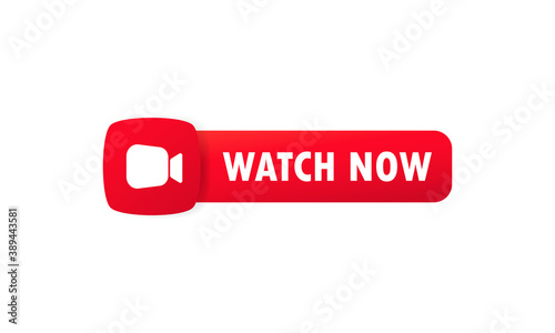 Watch now button. Button for web site, ui, media player, banner and app template. Vector on isolated white background. EPS 10