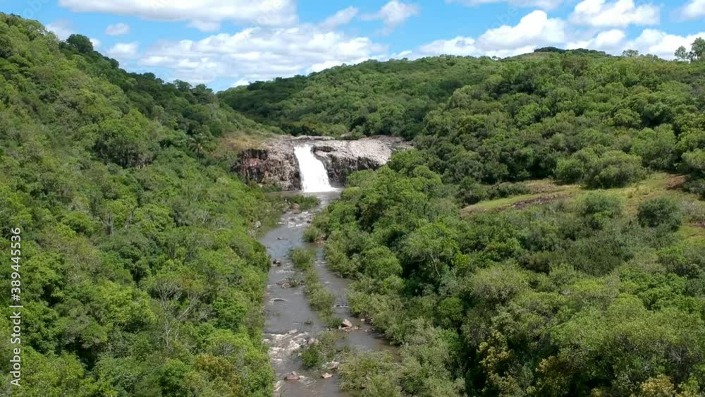 Aerial view of a cascade in the Rivera province in Uruguay. Aerial view of a cascade in the Rivera province in Uruguay.