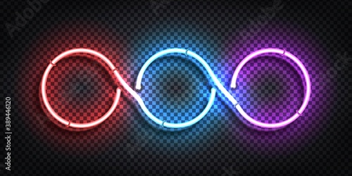 Vector realistic isolated neon sign of three circle frame for template and layout.