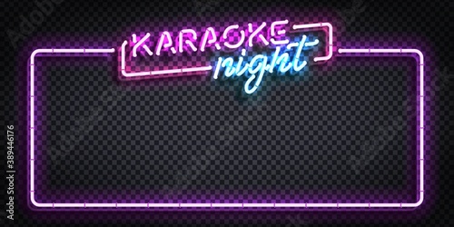 Vector realistic isolated neon sign of Karaoke Night frame for template decoration and invitation covering. Concept of night club and party.