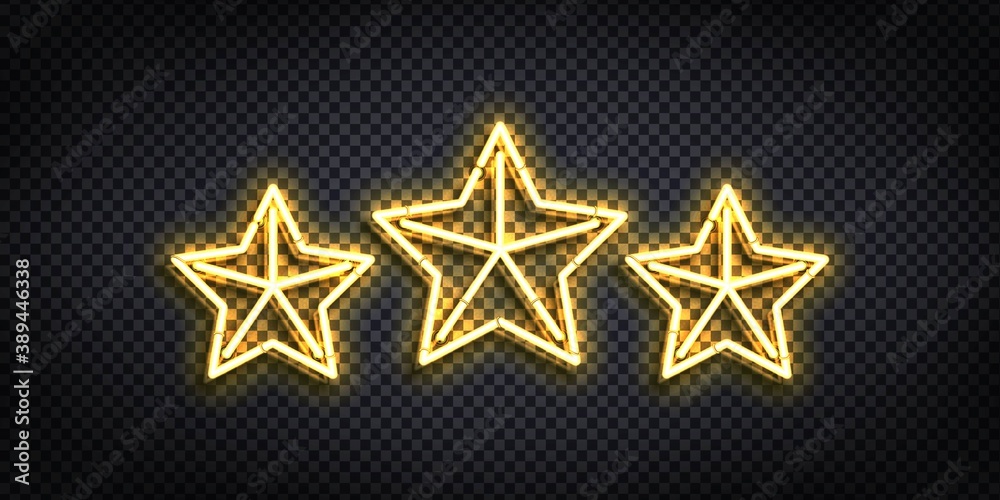 Vector realistic isolated neon sign of Three Stars logo for decoration and covering. Concept of luxury, premium and VIP. Vector realistic isolated neon sign of Three Stars logo for decoration and covering. Concept of luxury, premium and VIP.