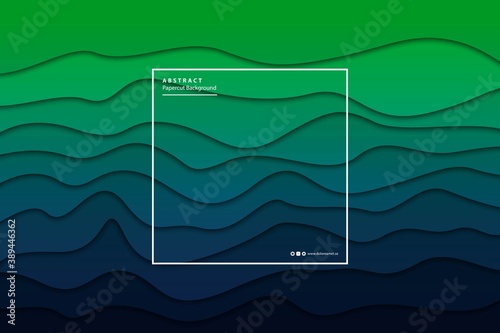 Vector realistic isolated papercut green gradient layer background for decoration and covering. Concept of geometric abstract design template.