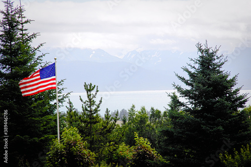 american flag in Alaska