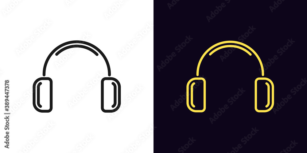 Outline headphones icon. Linear earphone sign, isolated wireless headphones with editable stroke