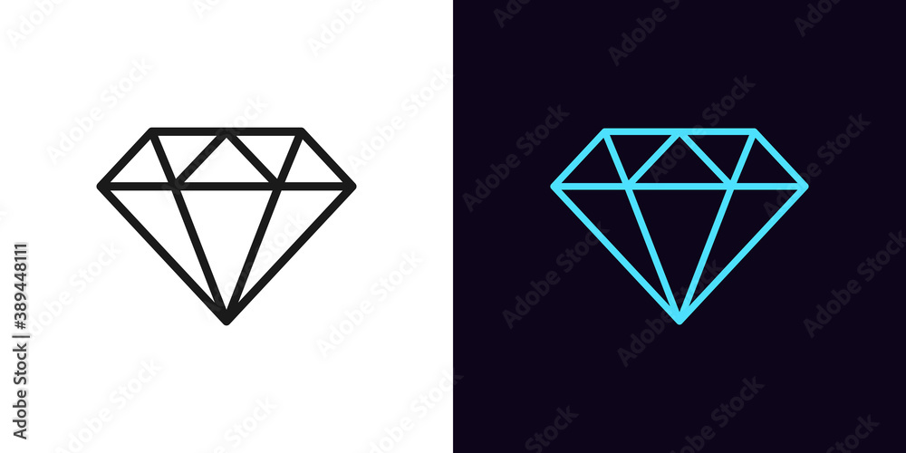 Outline diamond icon. Linear gem sign, jewel with editable stroke Outline diamond icon. Linear gem sign, jewel with editable stroke