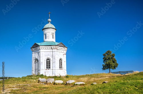 Fototapete Constantine-Eleninskaya chapel near the walls of the Solovetsky monastery