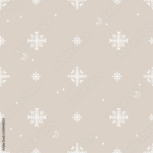 seamless pattern with snowflakes on a pastel background - vector illustration, eps