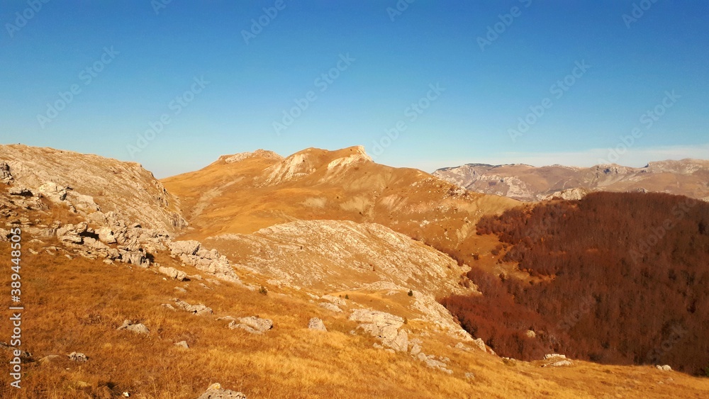 Mountain ridge with golden autumn colours
