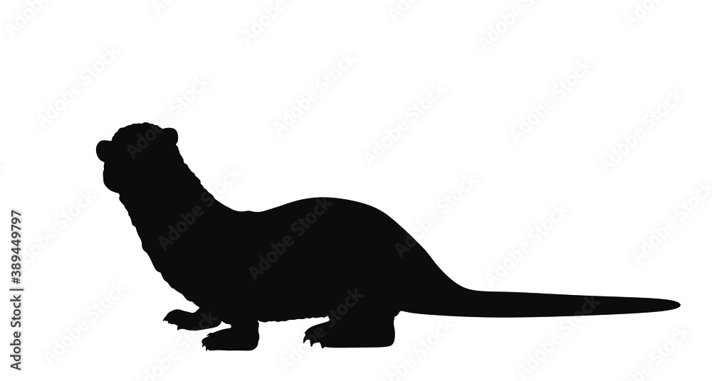 Otter vector silhouette illustration isolated on white background. River animal symbol.