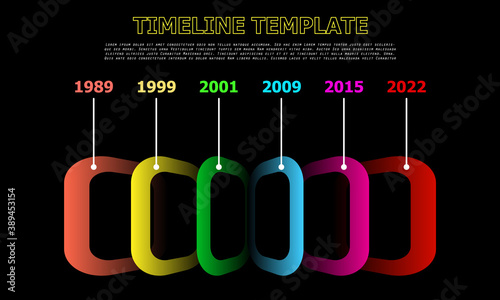 Company milestone template with color spatial icons