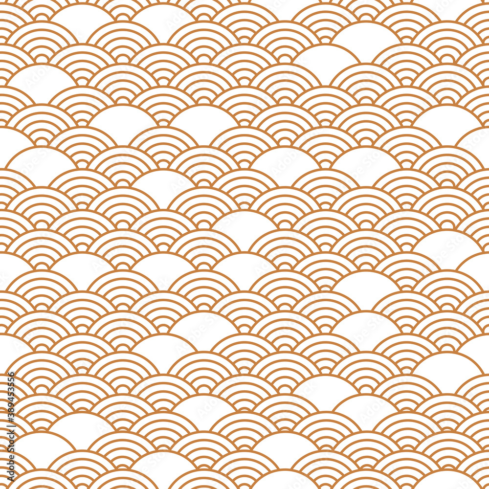 Golden chinese seamless pattern, oriental background. Vector