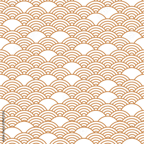 Golden chinese seamless pattern, oriental background. Vector