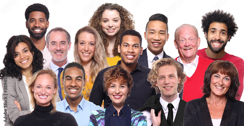 Group of people in front of a white background Group of people in front of a white background