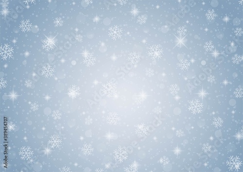 blue christmas background with snow falling. vector illustration.