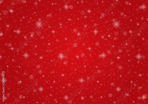 red christmas background with  snow falling. vector illustration.