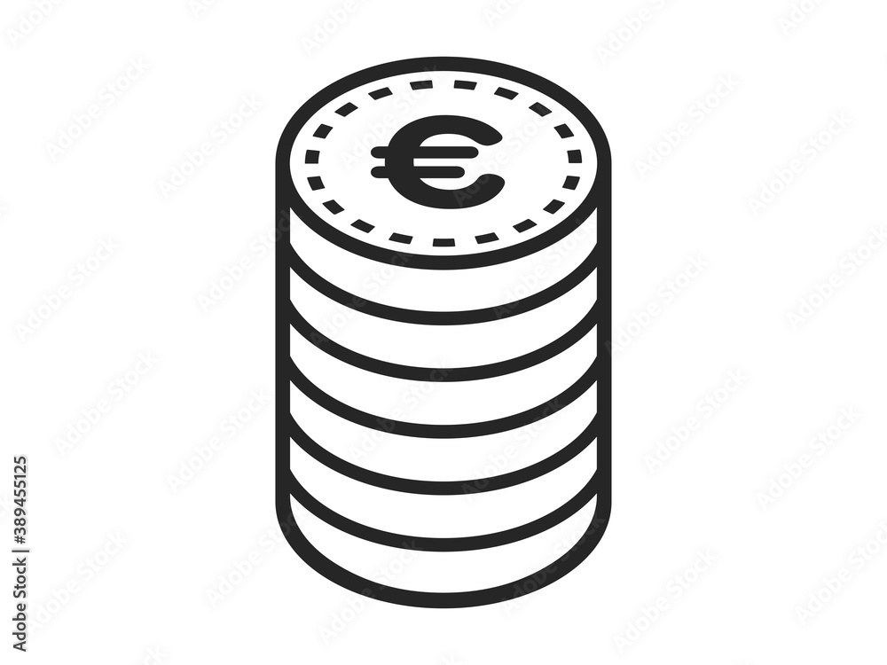 積み重なったユーロコインのイラスト