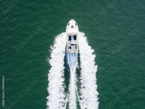 Fotografija Drone photo of a boat underway