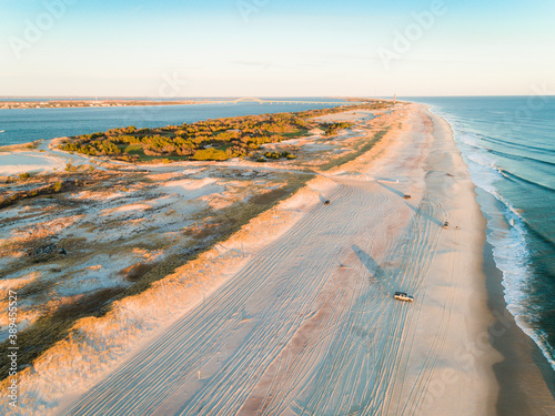 Drone photo of Robert Moses beach. Long Island, NY.