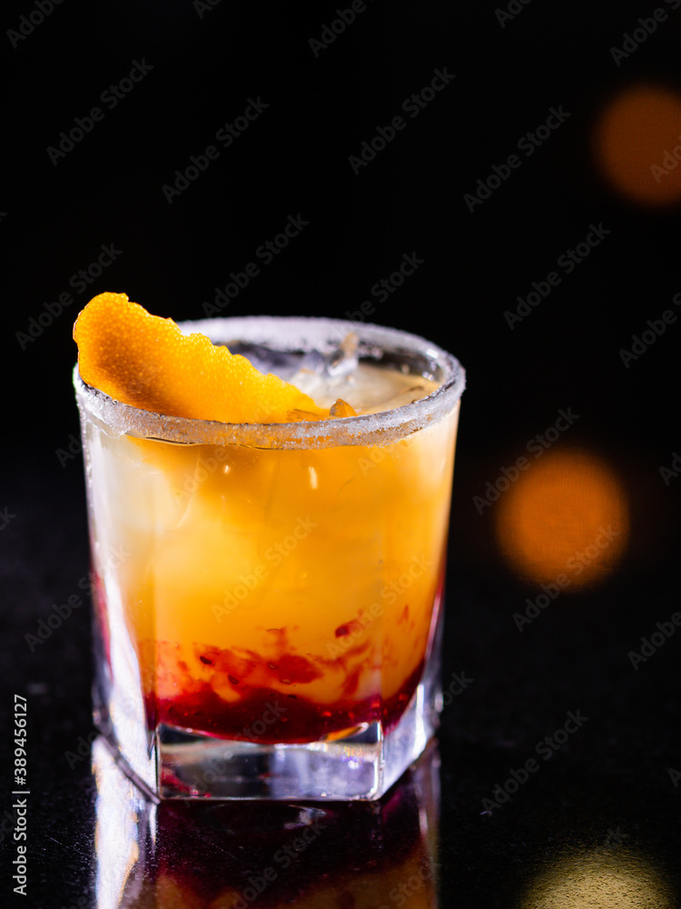 Macro cocktail over black background Macro cocktail over black background