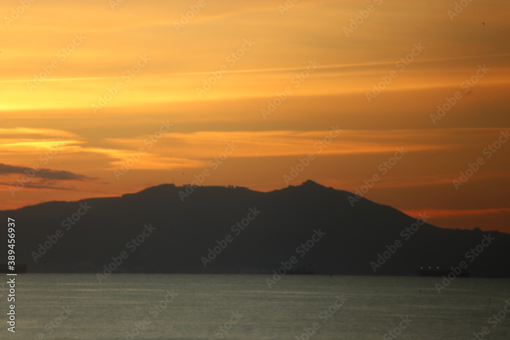 Sunset in the sea in a summer day