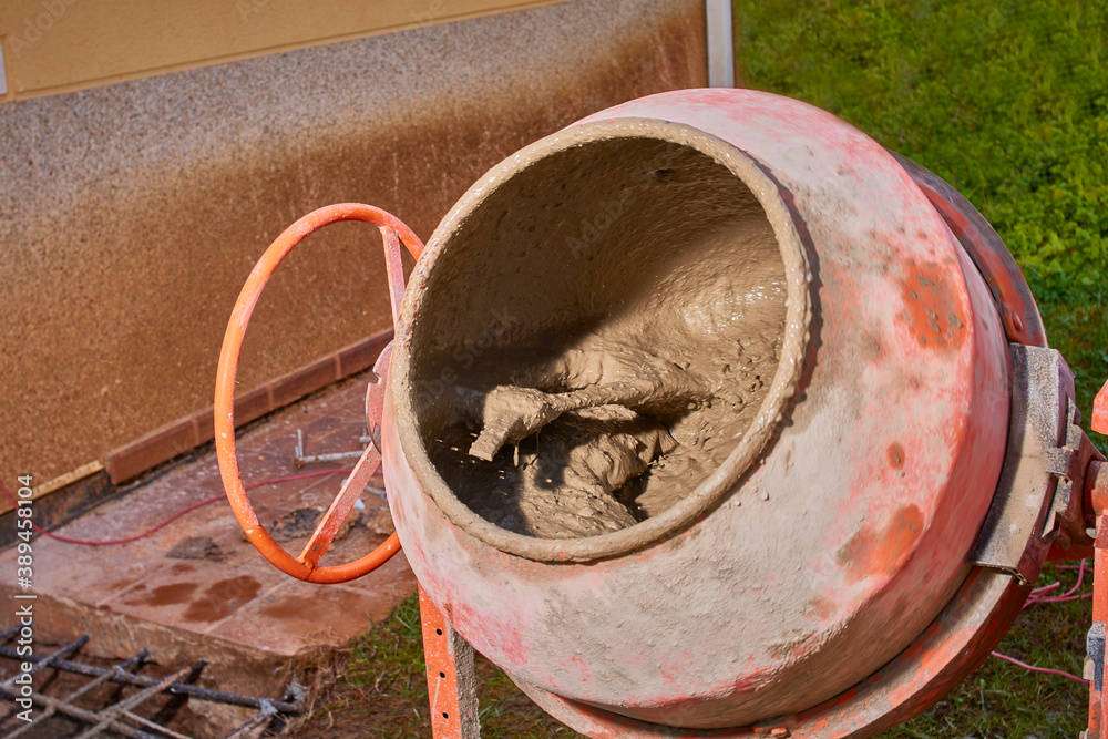 concrete mixer for mixing and making cement and concrete on a construction site concrete mixer for mixing and making cement and concrete on a construction site