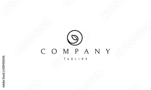 Vector logo on which an abstract image of a sprout in a circle.