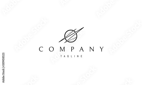 Vector logo on which an abstract image of a planet with a zigzag in the middle.