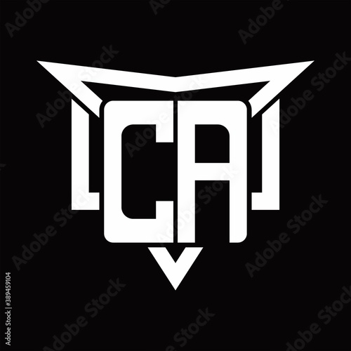 CA Logo monogram with triangle sharp and half square rounded design template