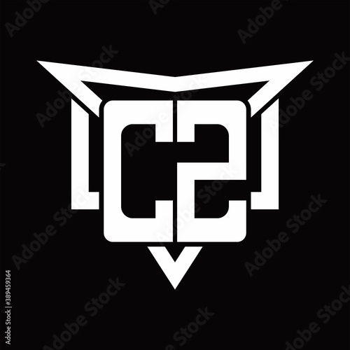 CZ Logo monogram with triangle sharp and half square rounded design template