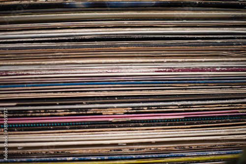 Vinyl records shot from directly above