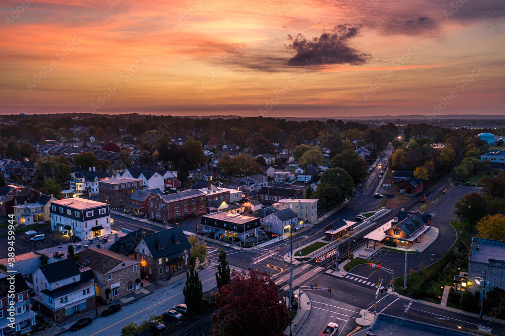 Drone Sunrise in Souderton Pennsylvania 