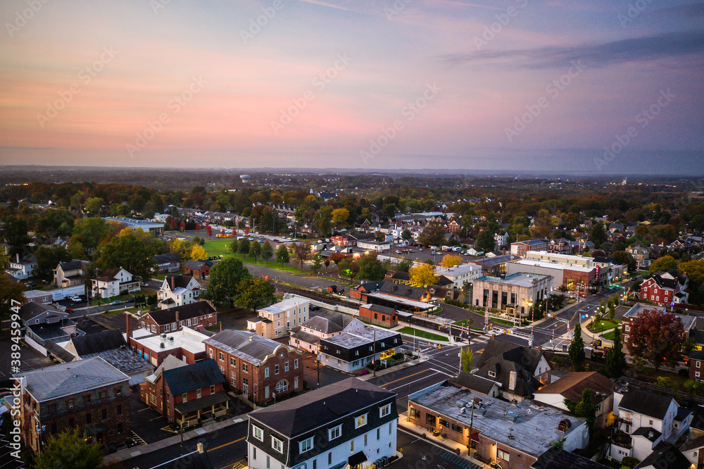Fototapeta premium Drone Sunrise in Souderton Pennsylvania 