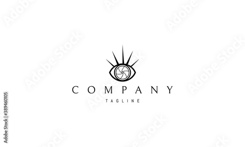 Vector logo on which an abstract image of a camera lens in the form of an eye.