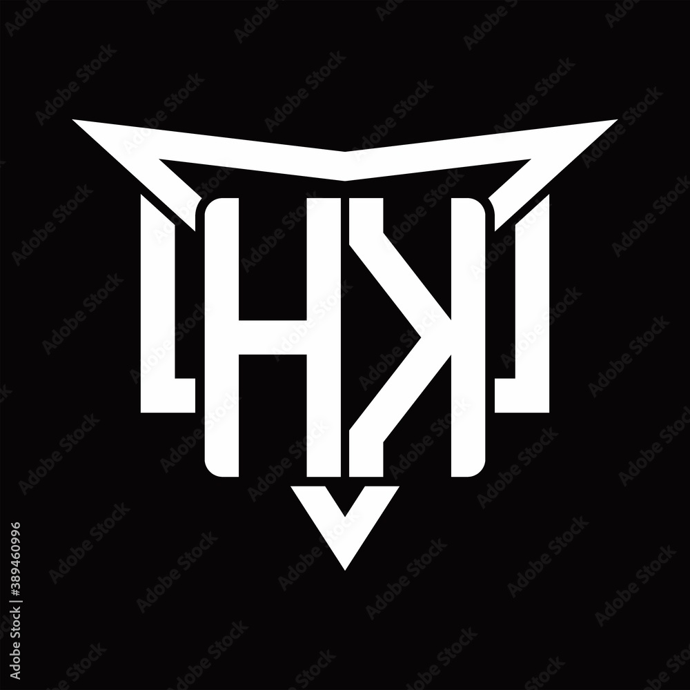 HK Logo monogram with triangle sharp and half square rounded design ...