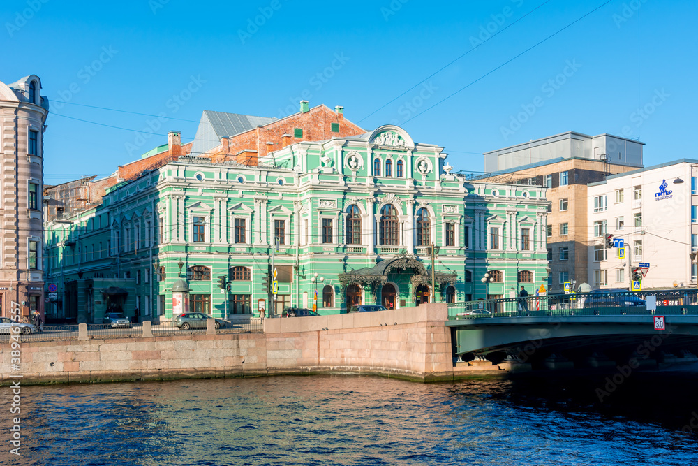 Big Drama Theatre in Saint Petersburg at night, Russia