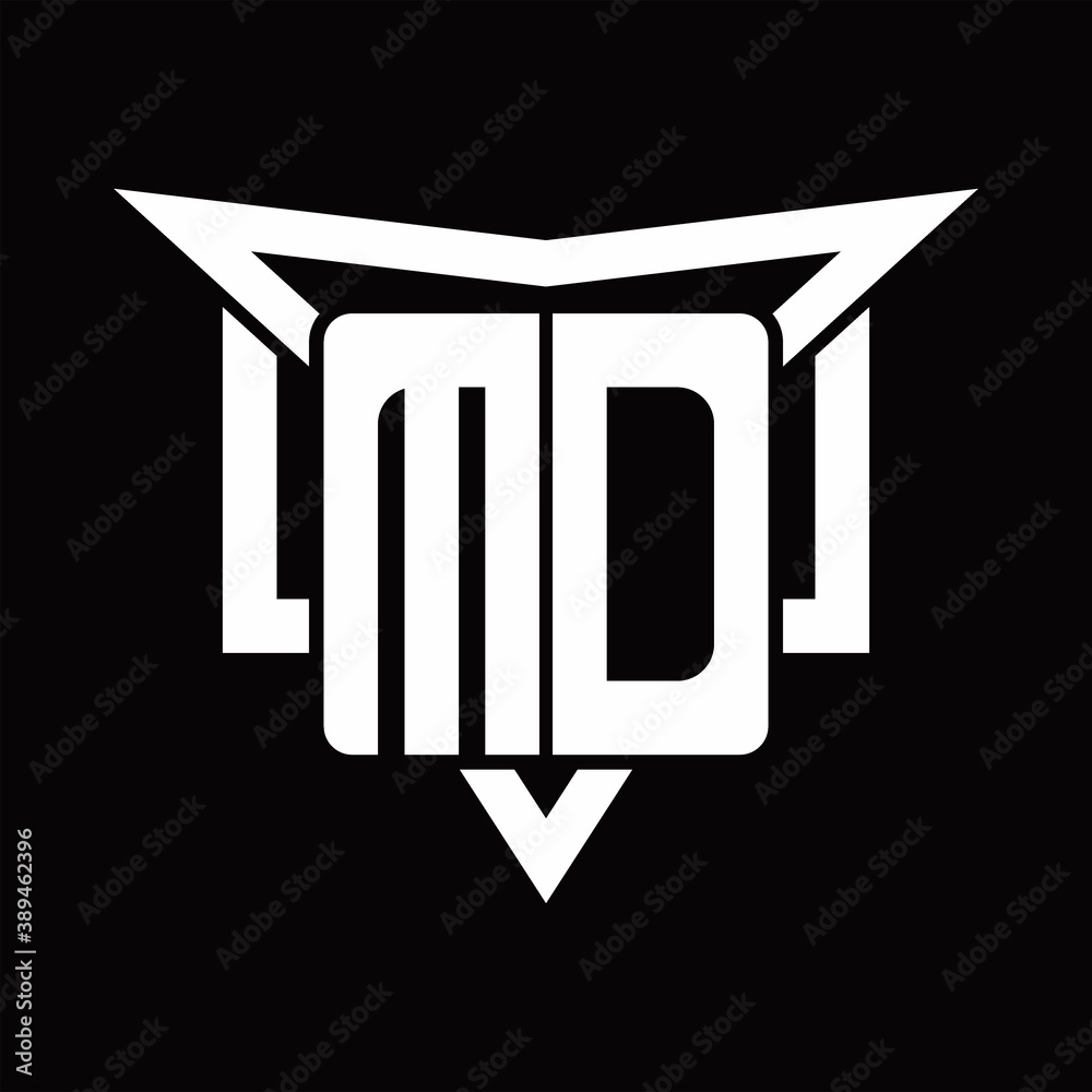 MD Logo monogram with triangle sharp and half square rounded design ...