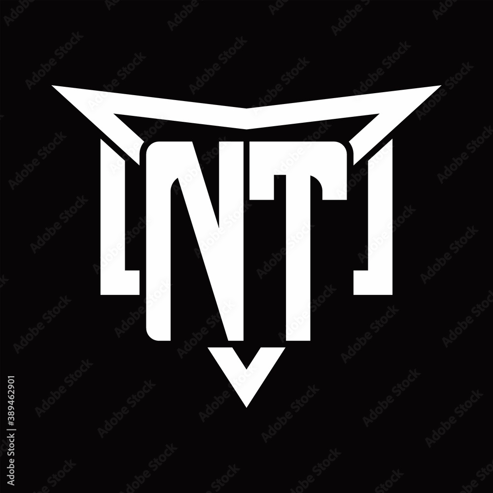NT Logo monogram with triangle sharp and half square rounded design ...