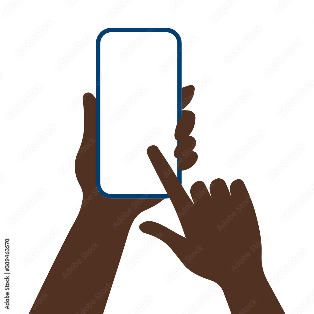 Hands holding a phone and finger touch screen vector Hands holding a phone and finger touch screen vector