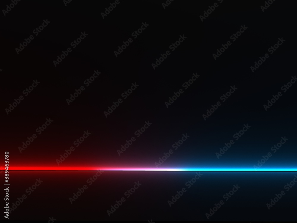 Bright indirect red blue light on a dark wall