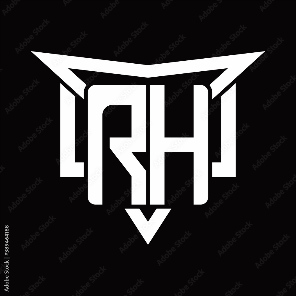 RH Logo monogram with triangle sharp and half square rounded design ...