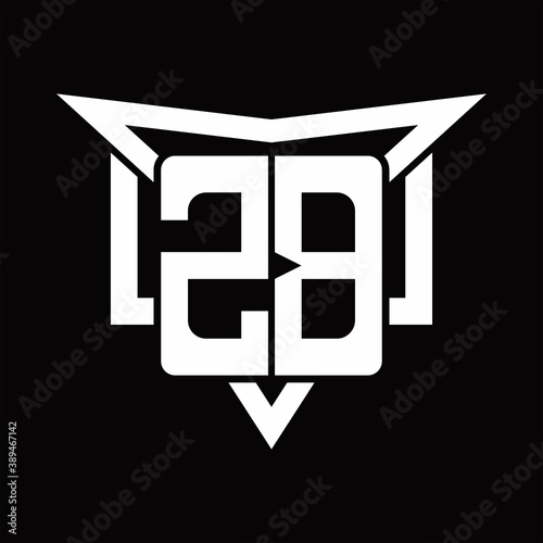 Free Download ZB Logo monogram with triangle sharp and half square rounded design template - GFXLoad