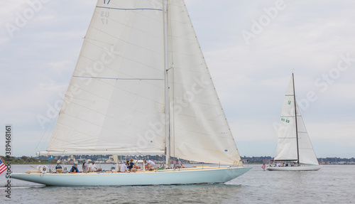 Sailing on Narragansett Bay in racing yachts