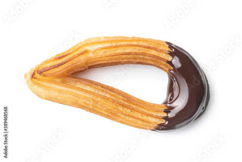Foto Tasty fried churros with chocolate dip