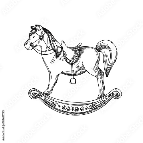 Horse isolated on white background. Horse hand drawn.