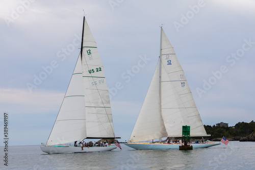 Sailing on Narragansett Bay in racing yachts