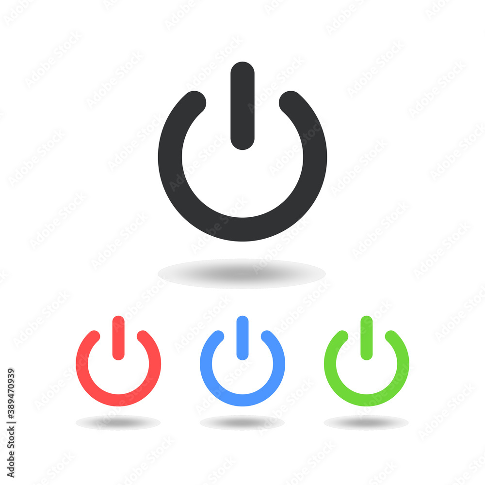 Set of start icon, power button. Flat design. Vector illustration. Isolated Set of start icon, power button. Flat design. Vector illustration. Isolated