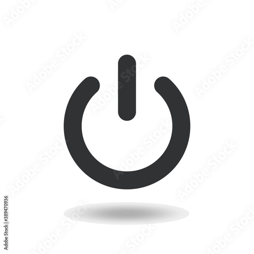 Black start icon, power button. Flat design. Vector illustration. Isolated