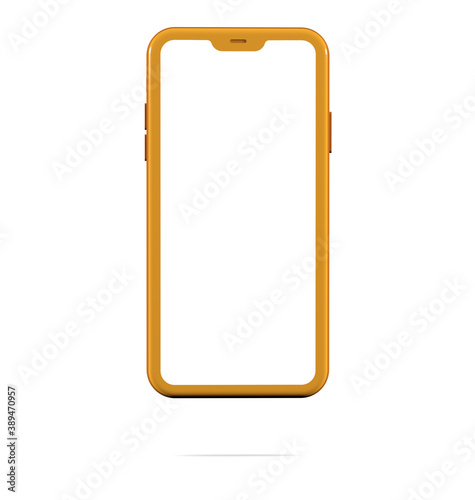 Orange cell from the front. Three-dimensional mockup. Isolated background.