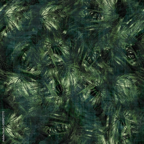 Green tropical palm tree leaves seamless pattern. High quality illustration. Vivid  detailed  and highly textured graphic design. Trendy jungle foliage for fabric or repeat surface design.